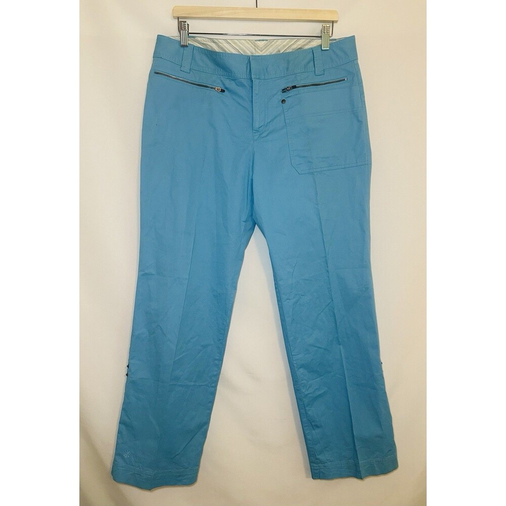 Athleta Convertible Outdoor Hiking Pants Aqua Blue Pockets Women's 14‎